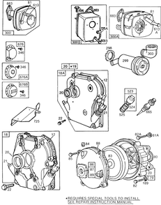 Mufflers,gear Case,crankcase Diagram and Parts List for 131232-0256-XX  Briggs and Stratton Engine